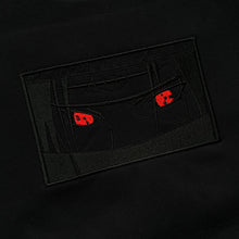 Load image into Gallery viewer, Red Eyes Black on black hoodie
